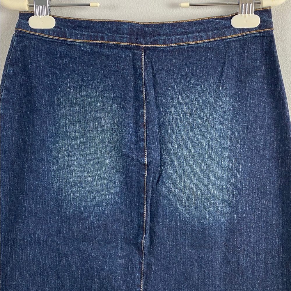 Windsor Stretch Denim Skirt | Back Slit | Dark Blue Wash - Picture 5 of 15